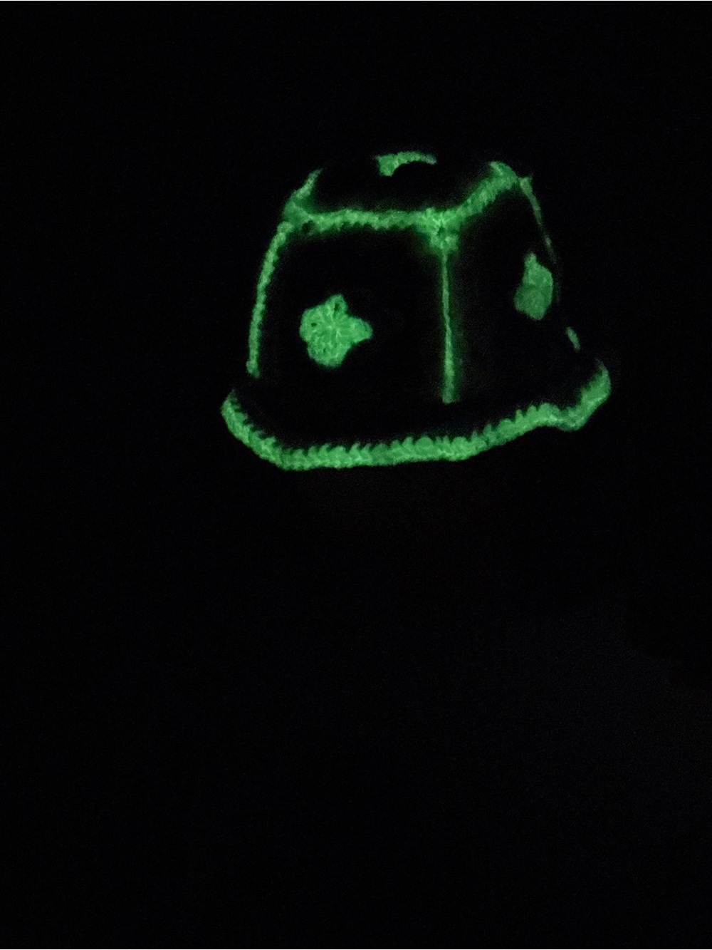 Crochet Granny Square Bucket Hat in Cream, Teal & Lavender+glow in dark - Picture 2 of 3